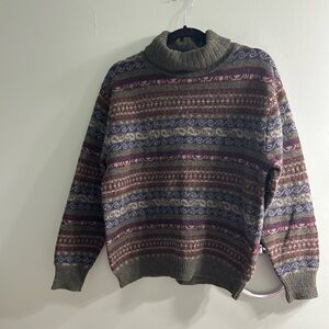 vintage Eddie Bauer sweater wool Fair Isle turtleneck patterned alpaca